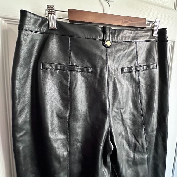 Marc New York by Andrew Marc Womens Sz 10 Black Faux Leather Pants Straight Leg - Picture 5 of 9